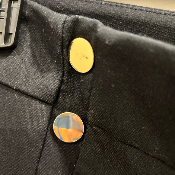 Women’s Loft petite Size 2 black mid rise trouser with gold detailed buttoning - Picture 2 of 5